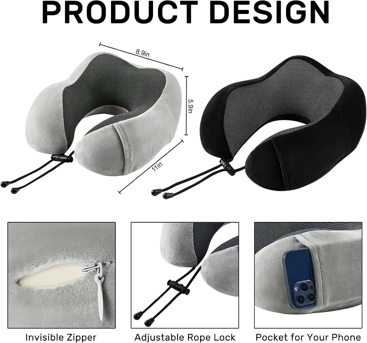 Travel Pillow, Neck Pillow for Airplanes, U Shape Neck Pillow, Portable Flight Pillow