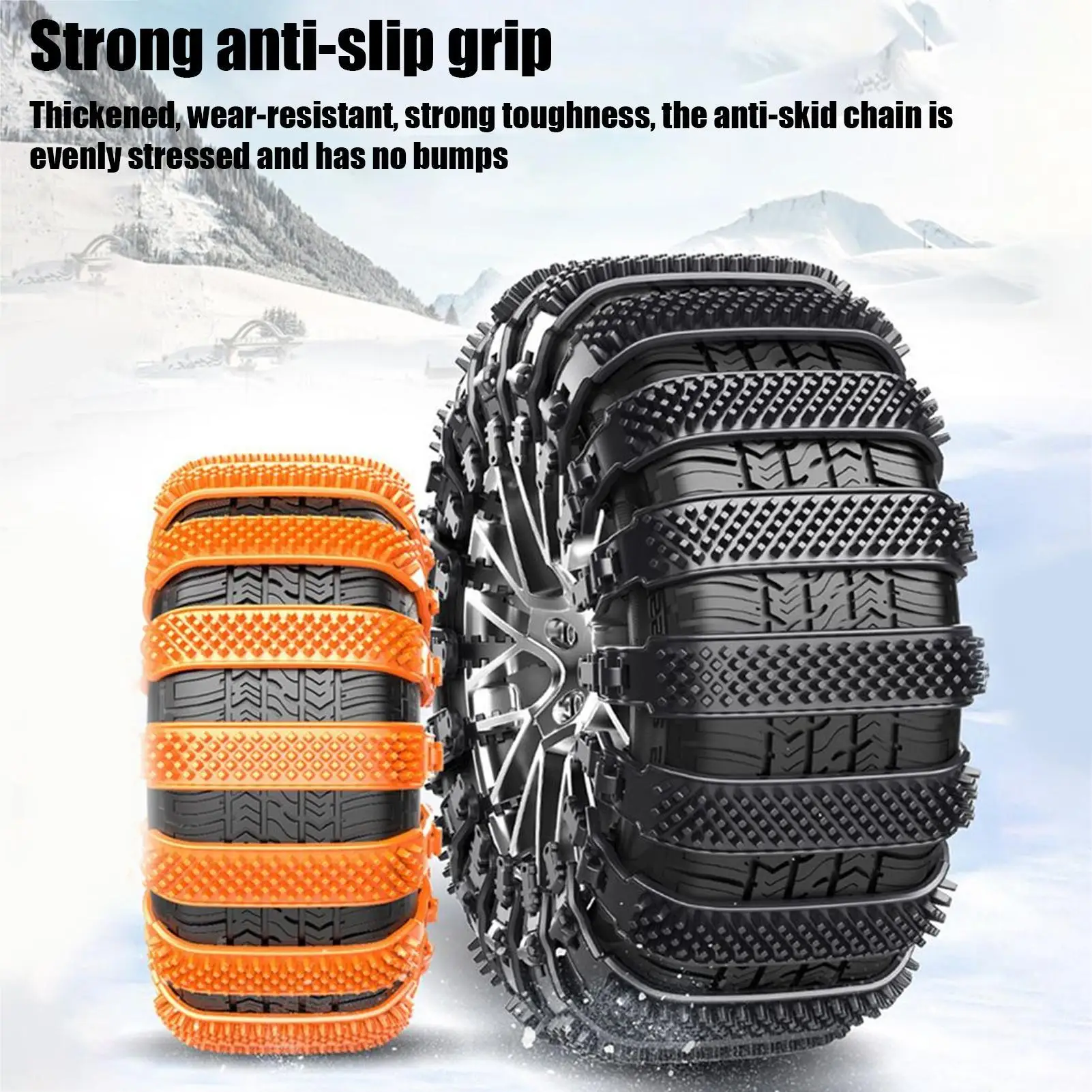 12 PCS Tire Snow Chains Elastic Non Slip Traction for Car Truck SUV Van Winter Driving Ice Snow Road Safety
