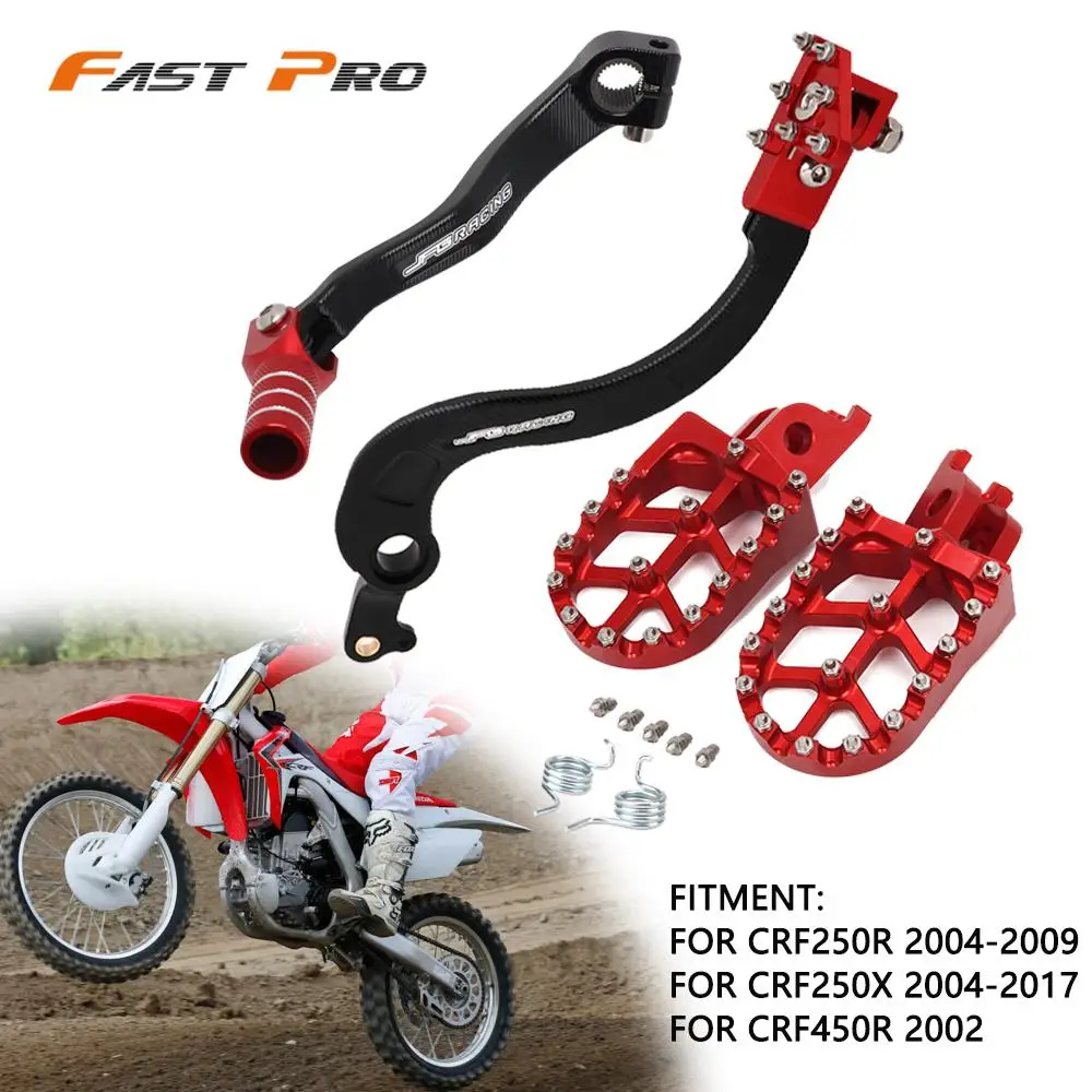 CNC Gear Shift Foot Lever Foot Pegs Rest Footrests Pedals Footpegs For Honda CRF250R 2004-2009 CRF250X 2004-2017 CRF450R 2002