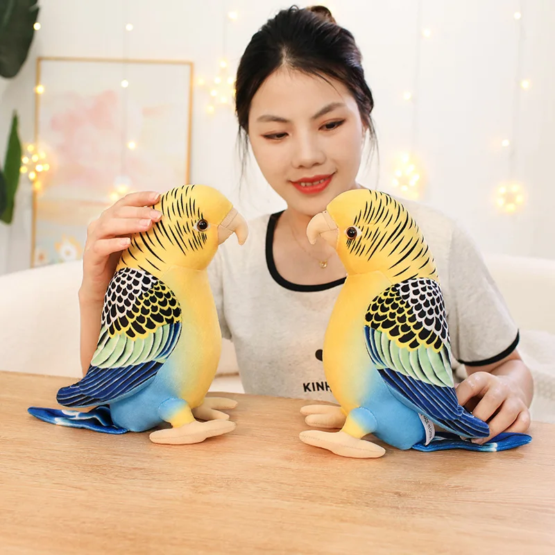 진짜 새 인형처럼 부드러운 검은색 오리새끼 노란색 앵무새 플러시 장난감 집 장식 생일 어린이 선물