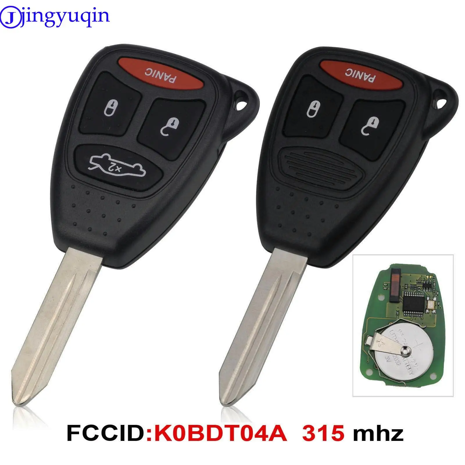 

jingyuqin 315mhz KOBDT04A Remote Car key 3/4 Button for Dodge Chrysler Jeep Dakota Durango Charger 300 Aspen Grand Cherokee