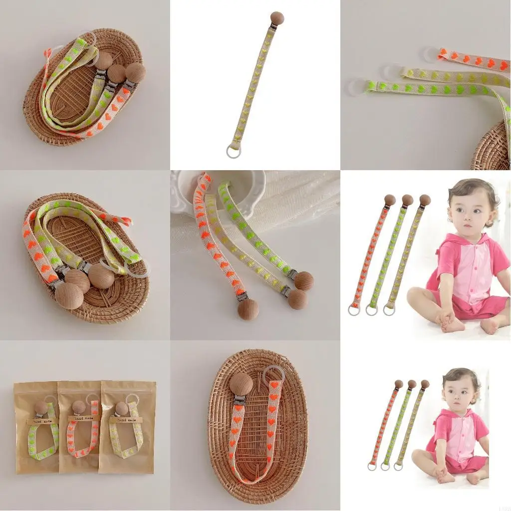 مصاصة الوليد سلسلة اليدوية الفلورسنت القلب حزام الحلمة حامل كليب L8RB #1