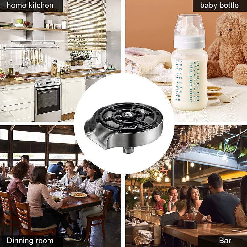 Professional Faucet Glass Rinser High Pressure Automatic Cup Washer Kitchen Bar Milk Cup Cleaner Kitchen Sink Accessories