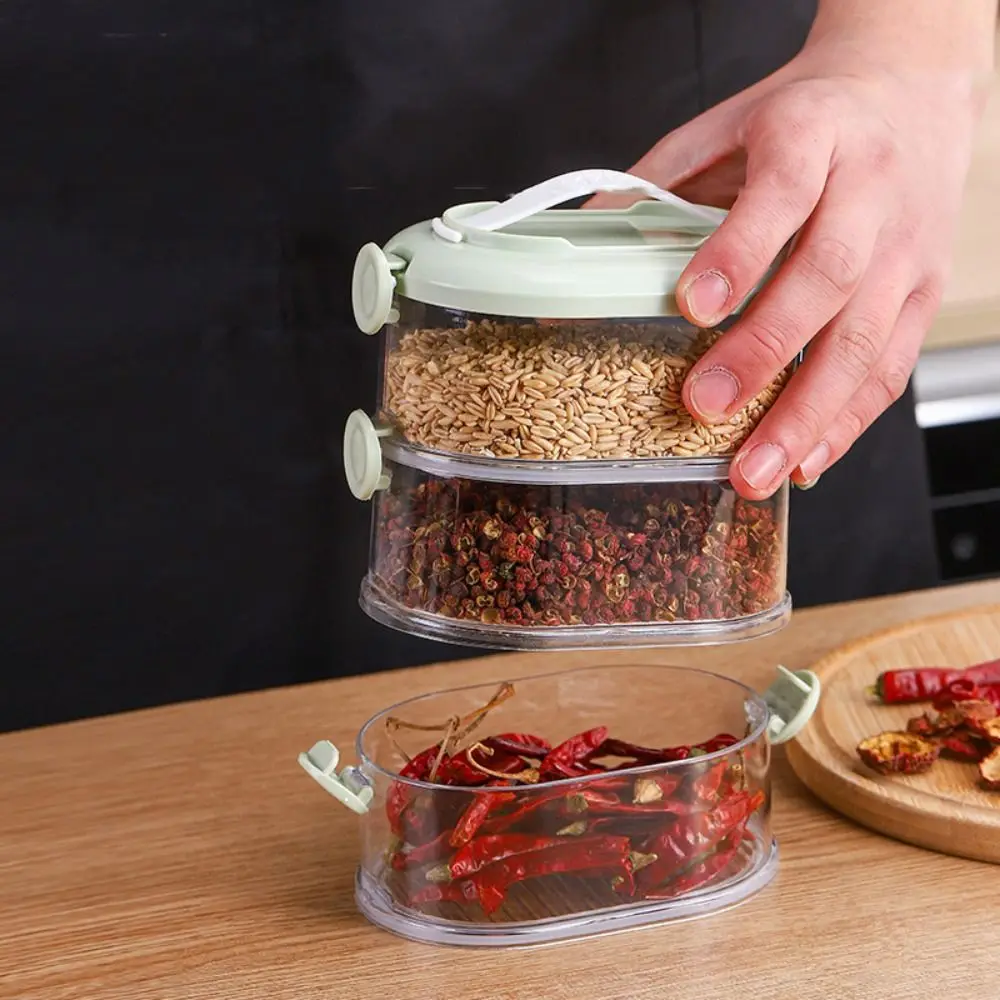 Convenient Plastic Spice Organizer Stackable Sealed Seasoning Box Waterproof Space-saving Condiments Jar Kitchen