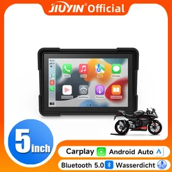 JIUYIN-Pantalla de navegación portátil para motocicleta, IPX7 dispositivo inalámbrico, resistente al agua, 5 pulgadas, GPS, Apple Carplay, Android, Dual BT