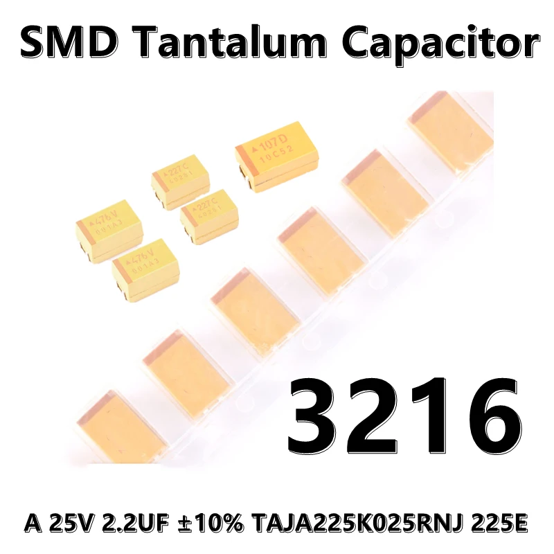 (5pcs) 3216 (Type A) 25V 2.2UF ±10% TAJA225K025RNJ 225E 1206 SMD tantalum capacitor