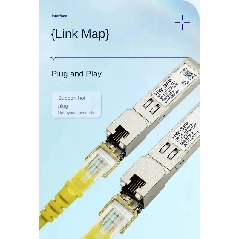 HWSFP modul Port optik 10 Gigabit, SFP-10G-T-80 tunggal 10G 80M ditingkatkan ke Port daya