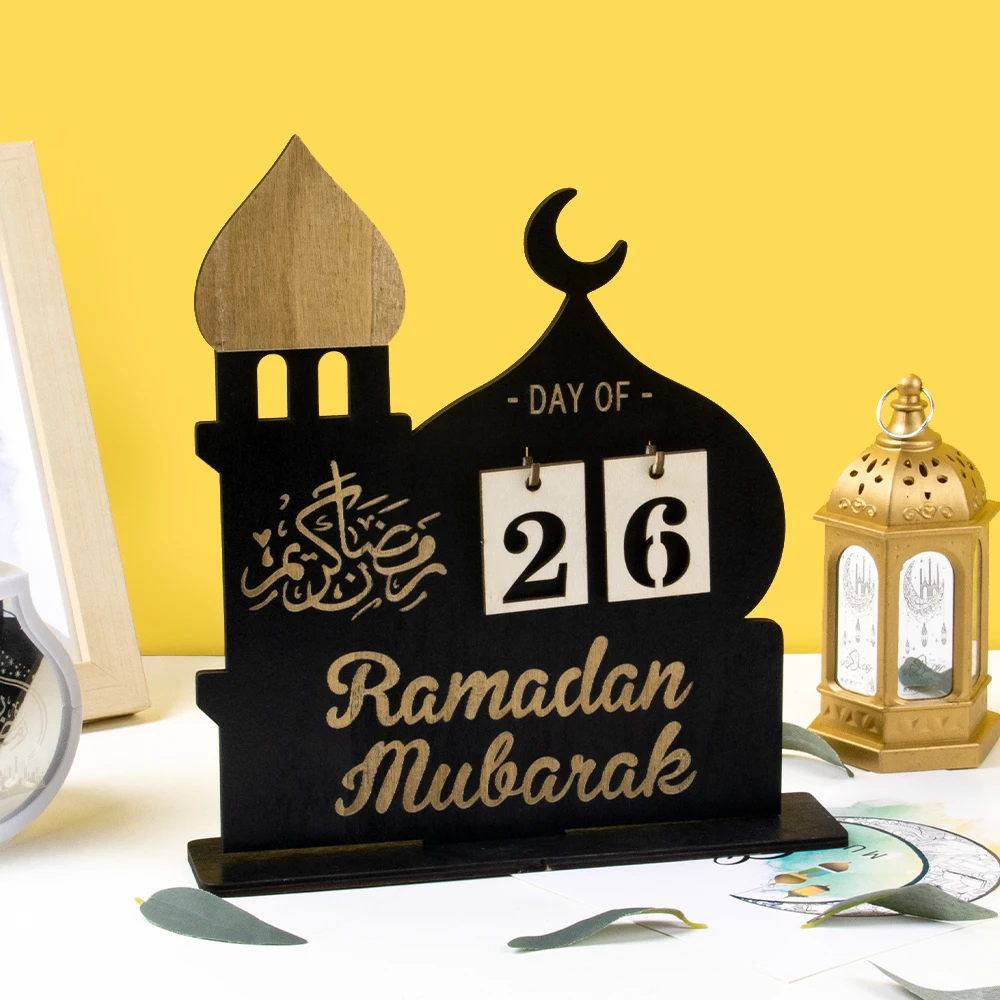 2025 Wooden Ramadan Calendar Countdown Display Ornament Eid Mubarak Advent  Calendar Islamic Festival Party Table Decoration