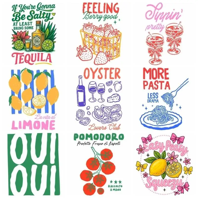 25CM/15cm para decoración de ropa para niños y adultos, pegatinas de transferencia de calor de limón y fruta de verano, parches de transferencia para planchar DTF