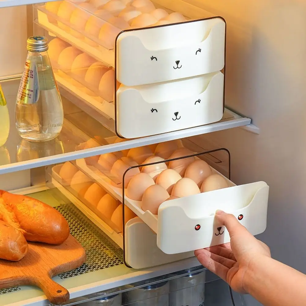 

Transparent Egg Storage Box Drawer Type Fresh-keeping 18/36 Grid Egg Container Stackable Space Saving Egg Basket for Kitchen