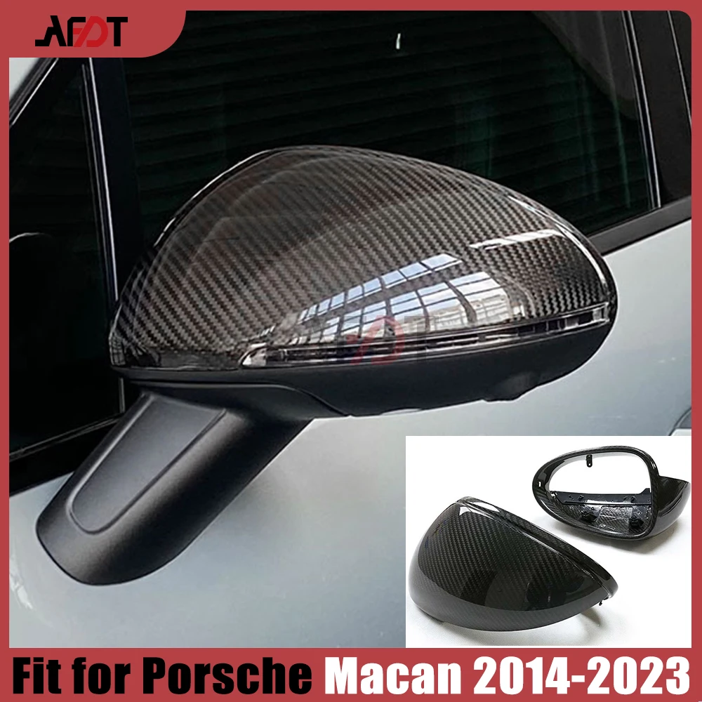

Real Forged Carbon Fiber Car Side Rearview Mirror Cover Trim Exterior Wing Rear Mirror Caps Shell for 2014-2023 Porsche Macan