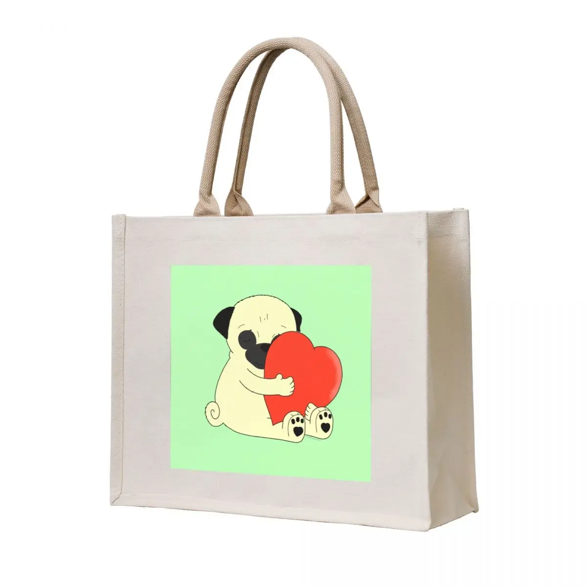 

Pug hugs Tote Bag sacs de shopping ecological bags Woman shopper bag tote bag woman