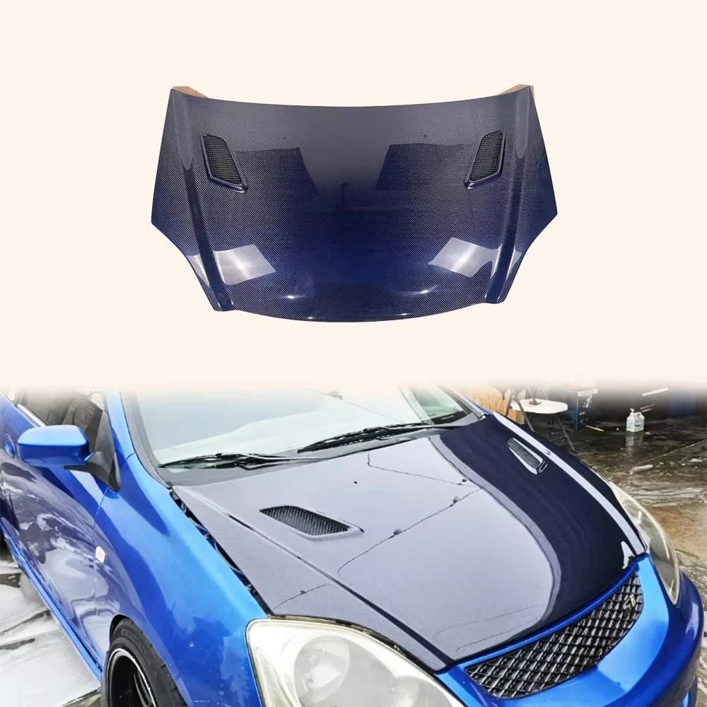 For EP3 2001-2005 Civic MU Style Blue Vented Carbon Fiber Hood Bonnet Body Kits