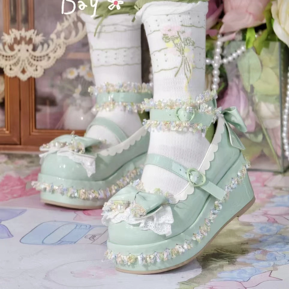 Limited Original Lolita Thick Sole Heavy Industry Gorgeous And Elegant Sponge Shoes Japanese Sweet Girls' Tea Party Shoes