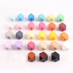 40pcs Natural Wood Beads Faceted Colored Geometric Wood Loose Spacer Beads For Jewelry Making DIY Necklace Bracelets