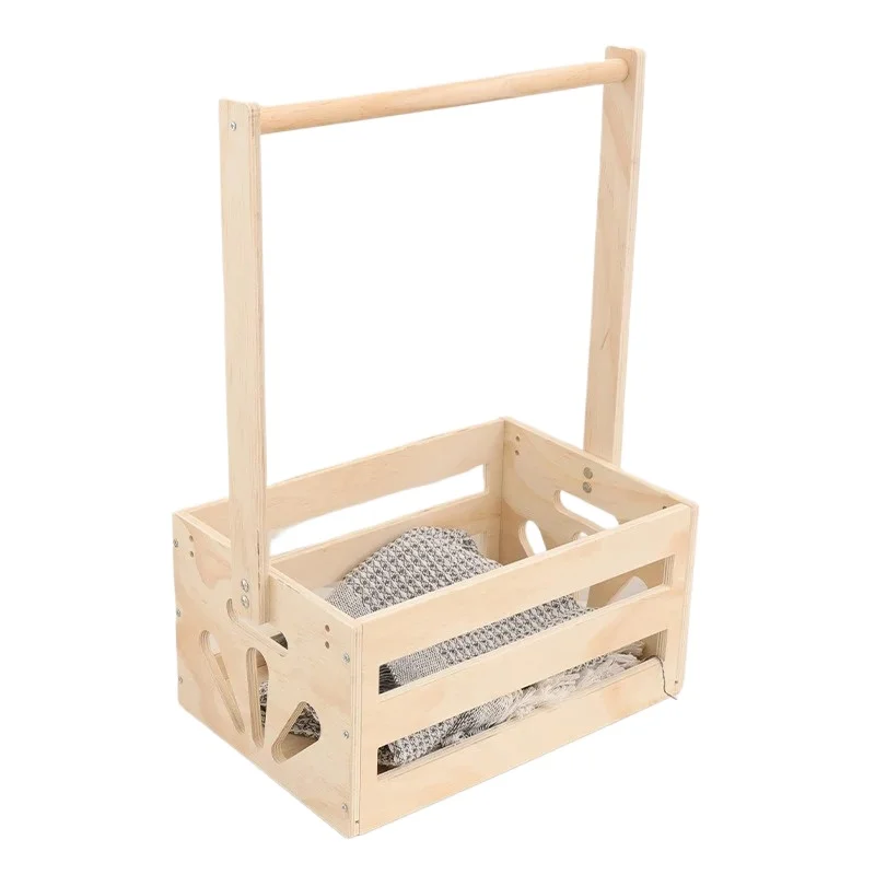 

Wooden baby shower crate closet with handle baby storage crate basket