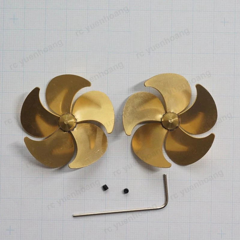 RC Boat Dia 45mm Shaft Hole 3mm 5-Blade Paddle Copper Positive Negaitve Propeller for 1/100 Scale 055 Destroyer Model Ship