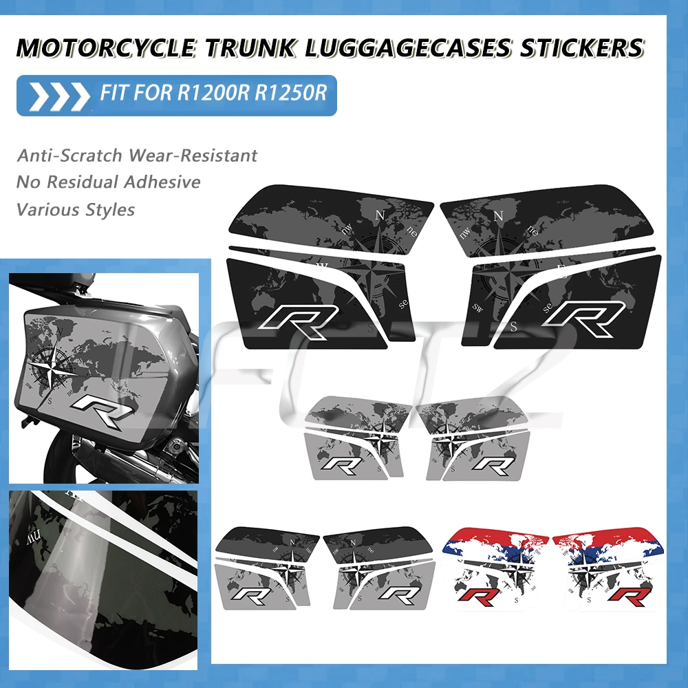 Motorcycle Waterproof Trunk Luggage Cases Panniers Stickers Side Boxes Decals Fit for R1200R R1250R R 1200 1250 R 2021-2024