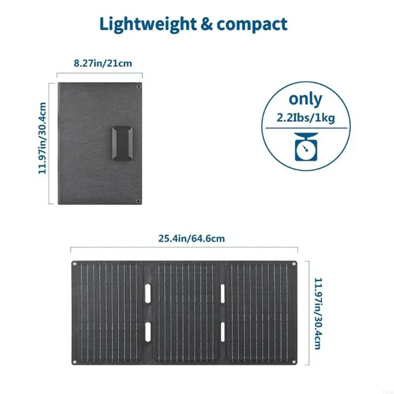 T5EA 30W ETFE شاحن لوحة شمسية قابلة للطي 5V 9V 12V USB Type C 3 شاحن شمسي قابل للطي للهاتف المحمول للتخييم في الهواء الطلق