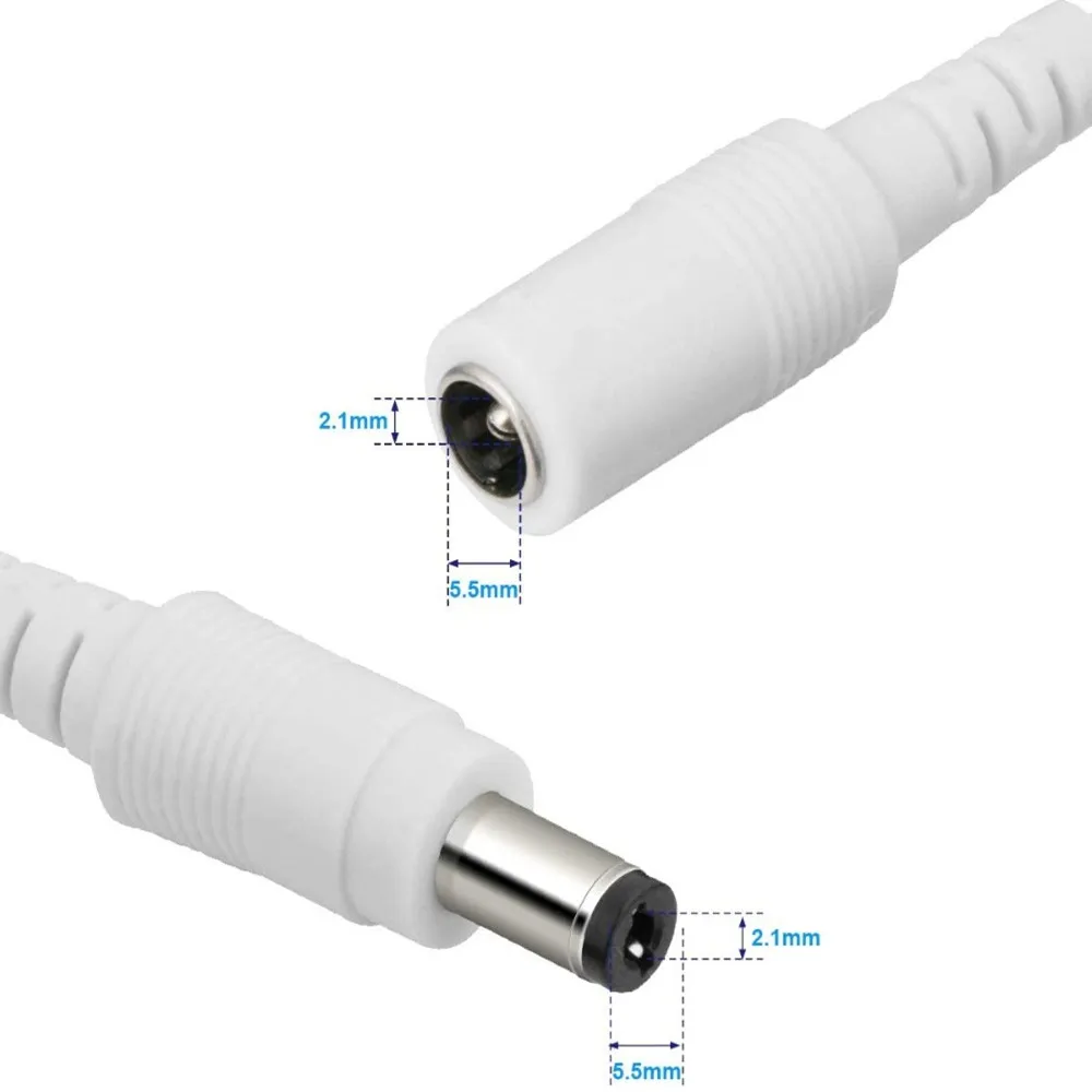 Power Adapter Extension Cable DC12V Male Female Power Cord Extend Wire 5.5 * 2.1mm For CCTV Camera