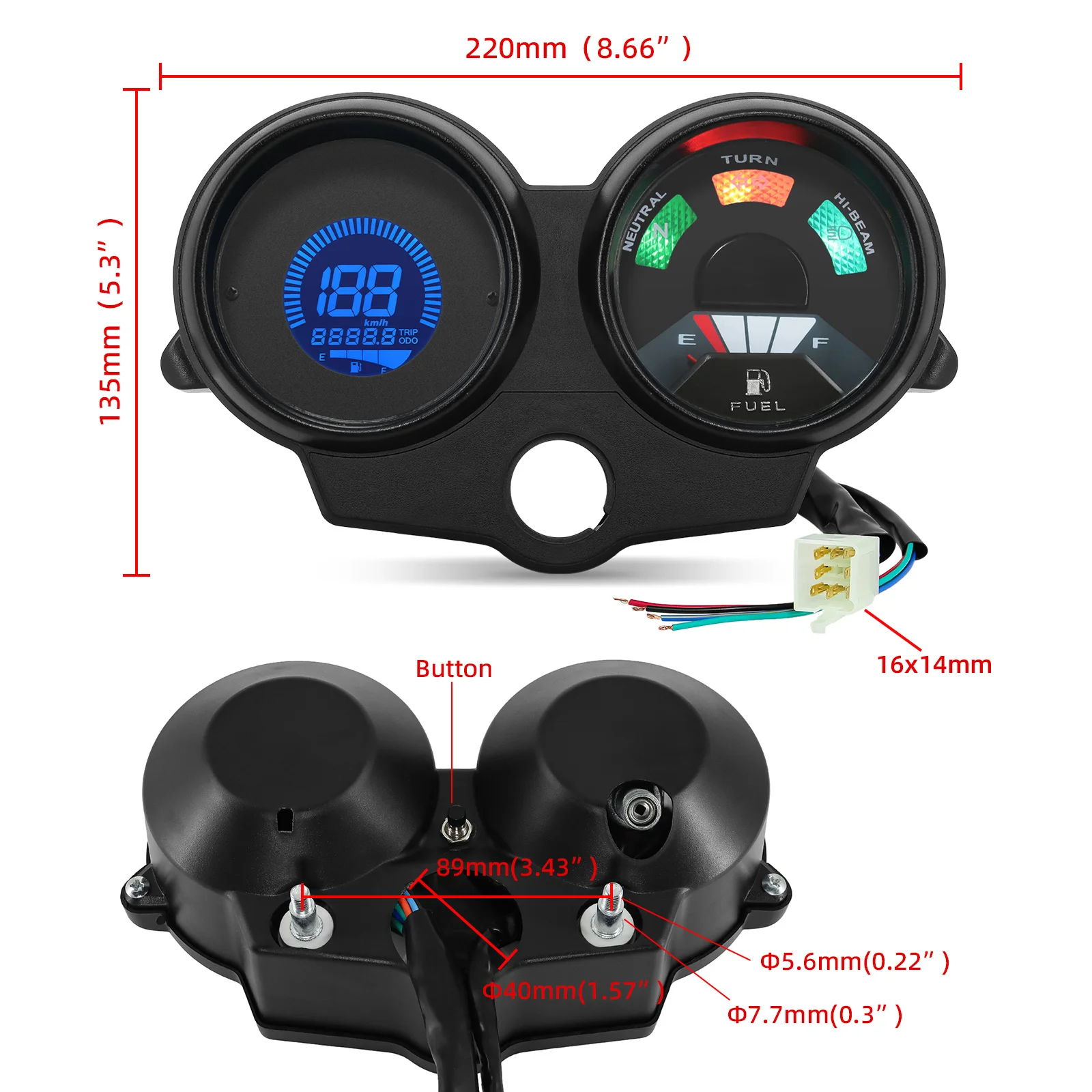 Für cg125 Jahr 199 bis Lüfter Titan Dashboad Digital Panel Motor Tachometer Drehzahl messer km/h Kraftstoffs tand messer