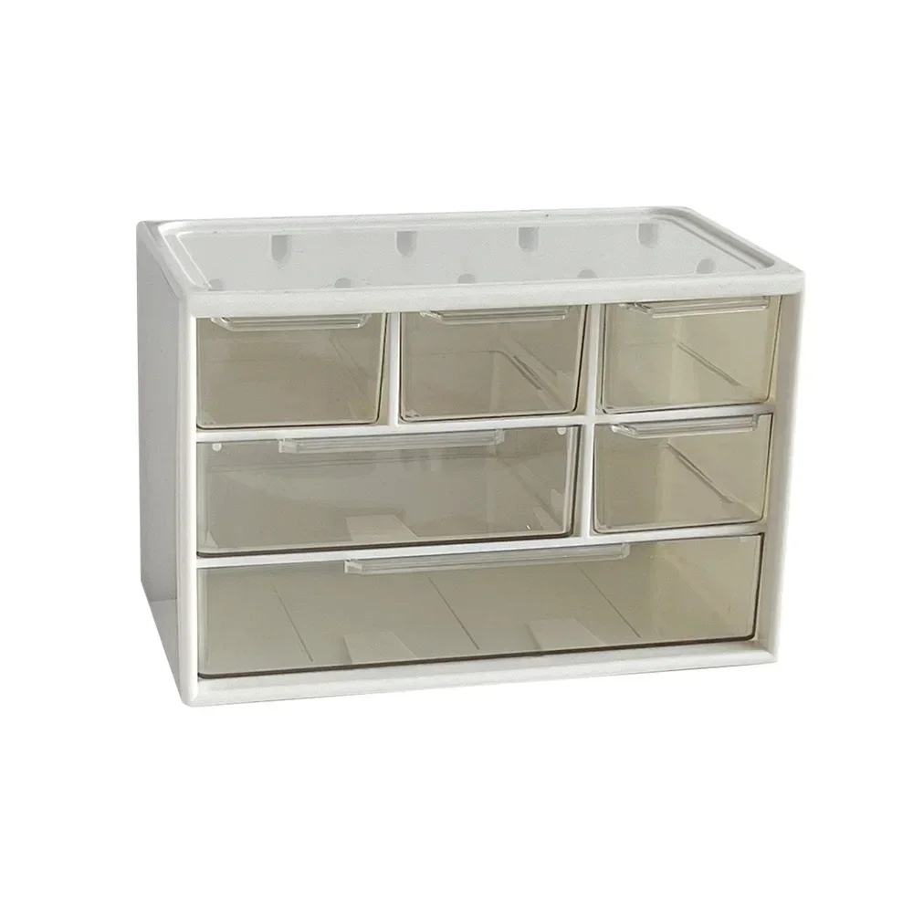 6 Grids Desktop Makeup Storage Box Drawer Type Large Capacity Desk Sundries Organizer Student Supplies Plastic Storage Boxes