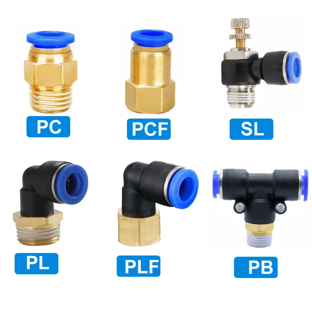 Złączka pneumatyczna PC PCF/PL/PLF 4mm 6mm 8mm Gwint 1/8 1/4 3/8 1/2 Złączki węża Szybkozłączki rurowe
