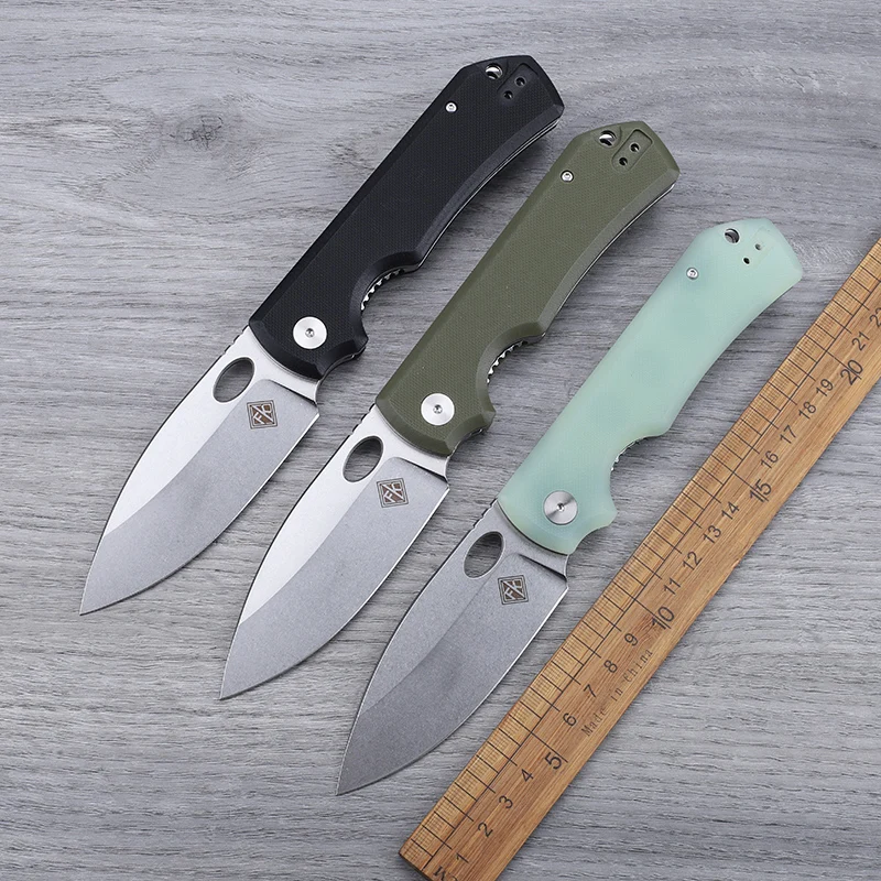 

9Cr18MoV steel blade, G10 handle, folding knife, outdoor hunting, self-defense, camping, hiking, cutting, portable tool knife
