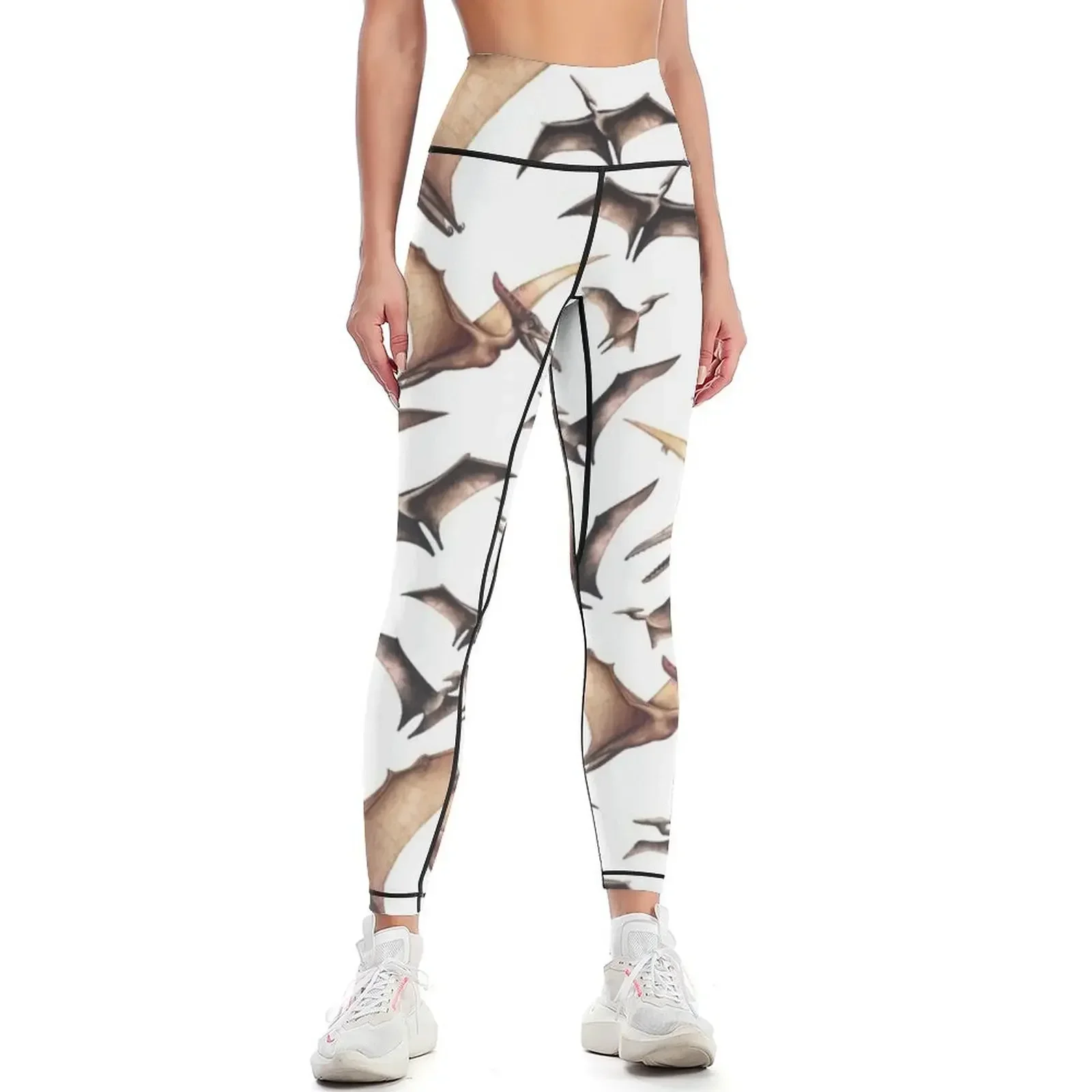 

Realistic watercolor dinosaurs Leggings Women sportwear high waist Women's high waist flared Womens Leggings