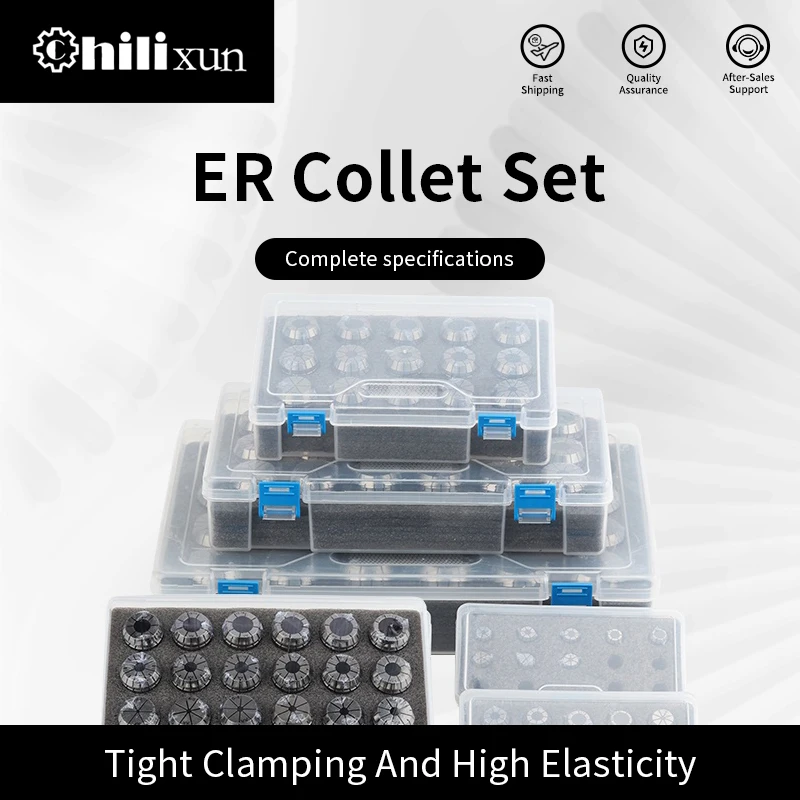 

HILIXUN ER11 ER16 ER20 ER25 Набор ER Пружинный цанговый патрон 0,015 мм 0,008 мм для держателя фрезерного инструмента с ЧПУ Гравировальный станок Токарный станок