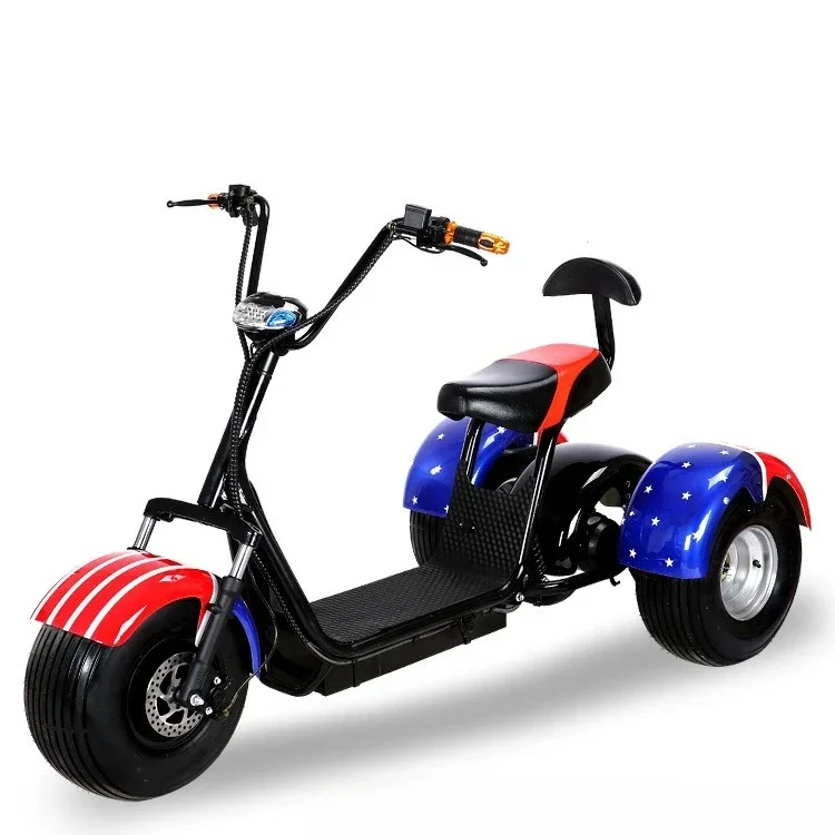 Electric Scooter 3 Wheel Capacity Powerfully Long Range Adult Tricycle Electric Tricycle 1000W 60V 12AH 12 Inch Mobility Scooter