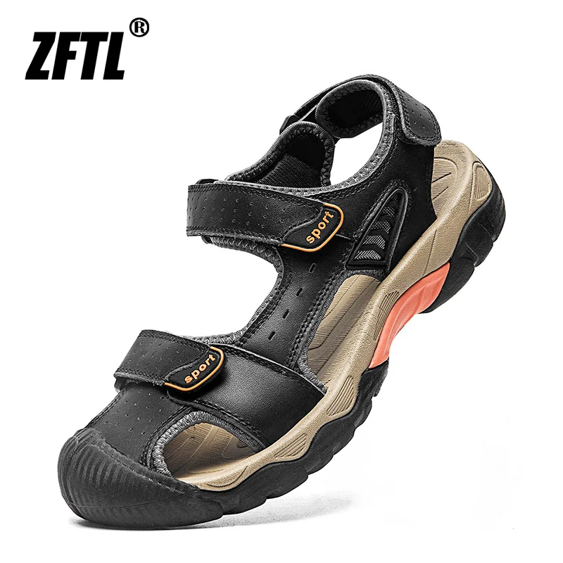 Zftl Mannen Outdoor Sandalen Nieuwe Lederen Man Casual Slippers Zomer Leisure Mannetje Licht Strand Sandalen Grote Maat Non-Slip