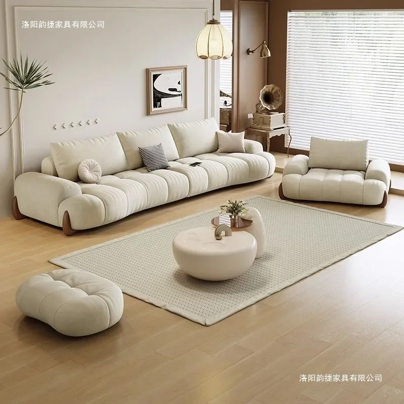 PYH cat scratching cloth living room sofa new small apartment modern simple white curved solid wood sofa group