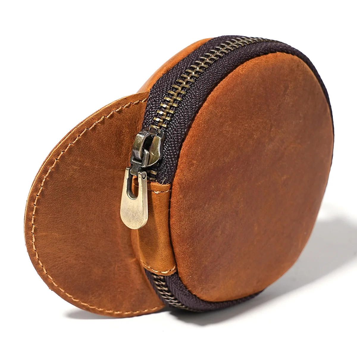 حقيقية مجنون الحصان الجلود محفظة نسائية للعملات المعدنية قبعة نمط الخصر حقيبة للحمل صغيرة سستة الحقيبة لسماعات الأذن تغيير الإبداعية حقيبة المال الصغيرة