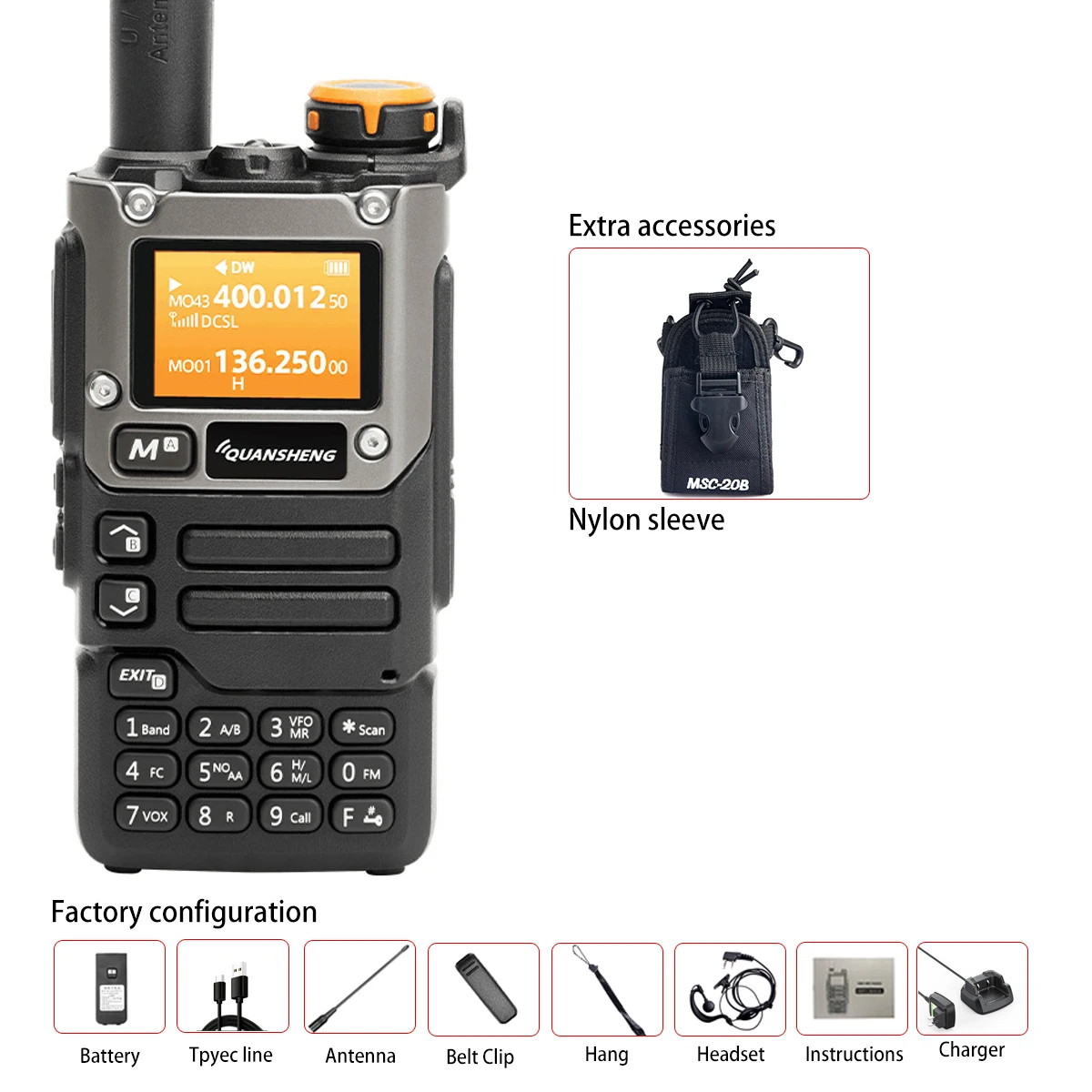 Quansheng UV-K5 Walkie Talkie 5W Air Band Radio Tyep C Charge UHF VHF DTMF FM Scrambler NOAA Draadloze Frequentie Tweeweg CB Radio