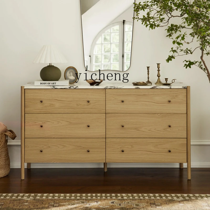 

LX Six-Drawer Cabinet Bedroom Wall-Mounted Storage Cabinet Living Room Marble Drawer Cabinet Storage