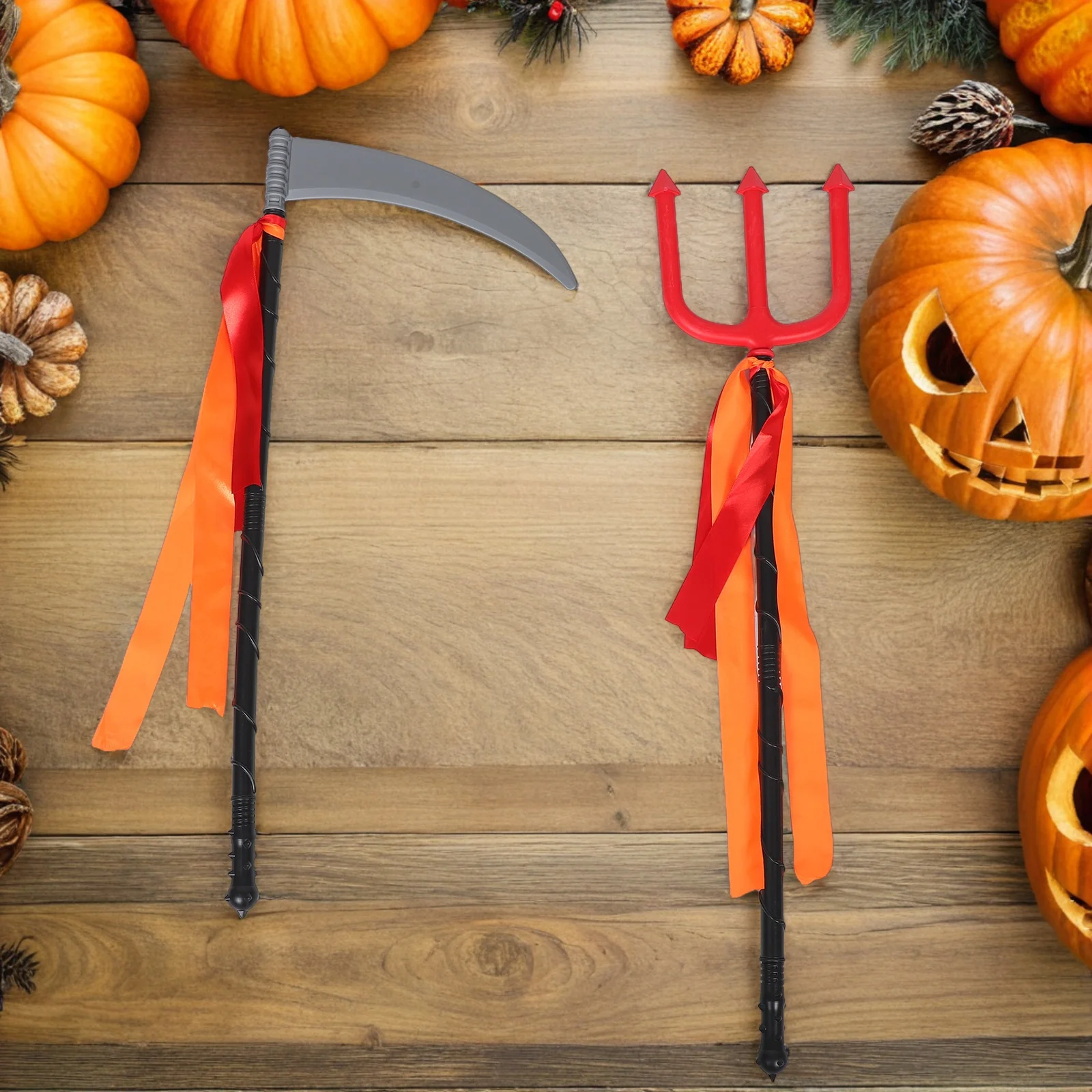 

2 Pcs Clothing Halloween Death Three Forks Work Plastic Costume Accessory