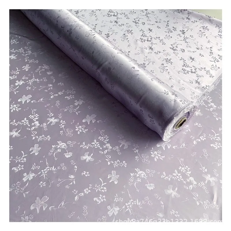 Summer silk jacquard satin wave fabric plain cut Hanfu cheongsam dress