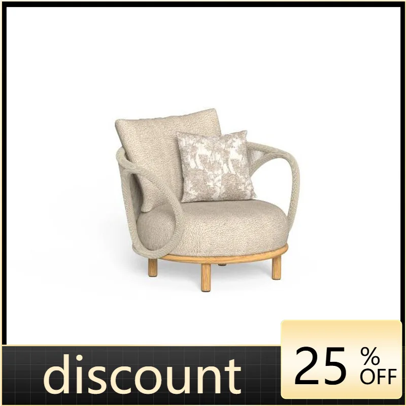 

LMM outdoor rattan sofa teak coffee table balcony garden hotel leisure lazy bed combination