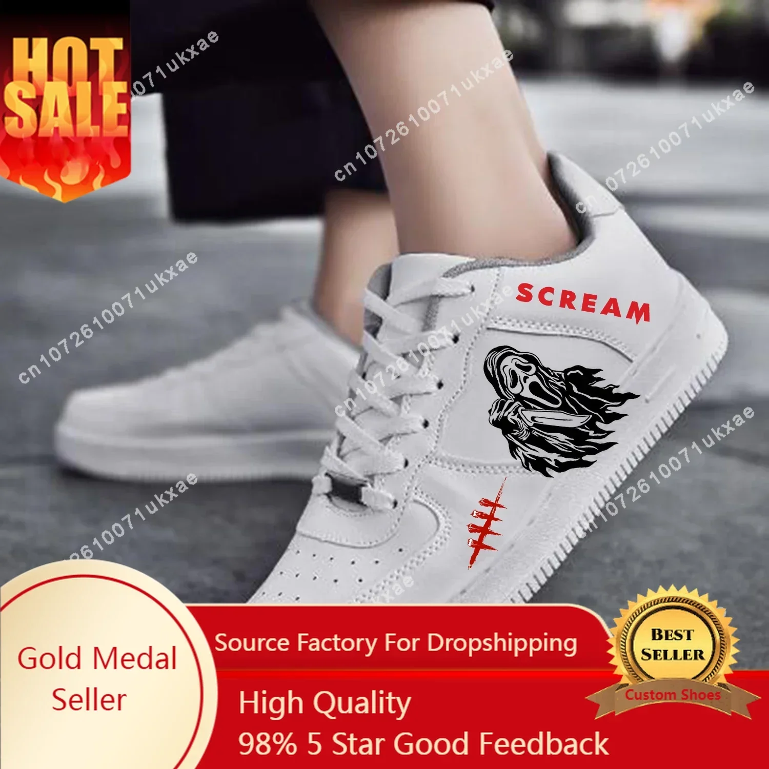 

Scream Movie Billy Loomis Halloween Air Basketball Mens Womens Sports High Quality Flats Force Sneakers Lace Up Mesh Custom Shoe