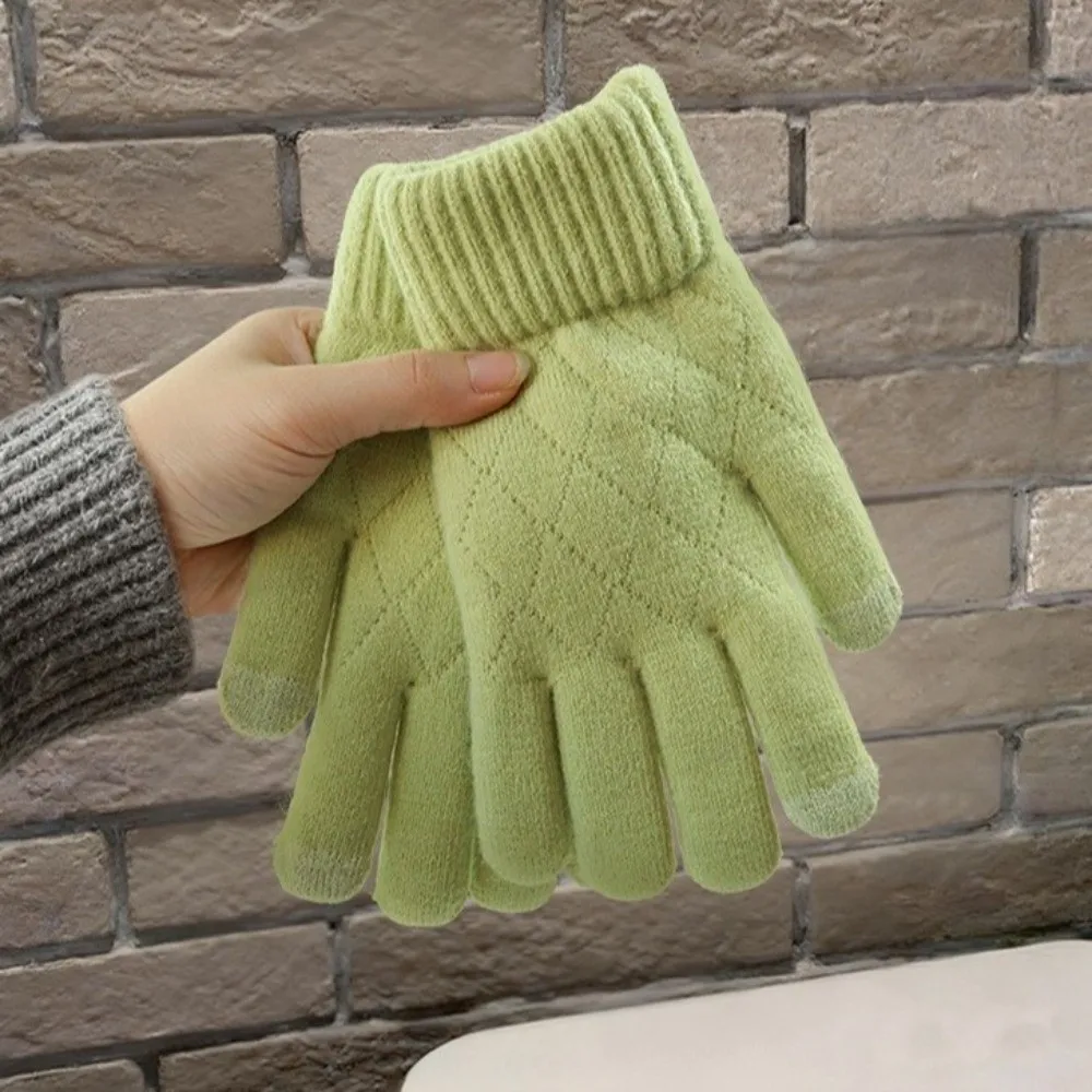 New Thickened Knitted Gloves Cold Proof Touch Screen Warm Gloves Windproof Double Layer Mittens Winter