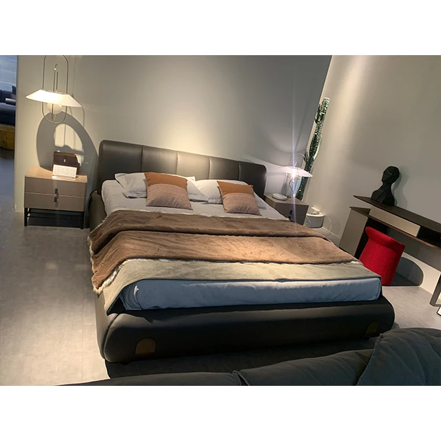 Cabecero de cuero de diseño moderno europeo de lujo, tamaño Queen, marco de cama tamaño King, camas para niños, juegos de dormitorio, muebles
