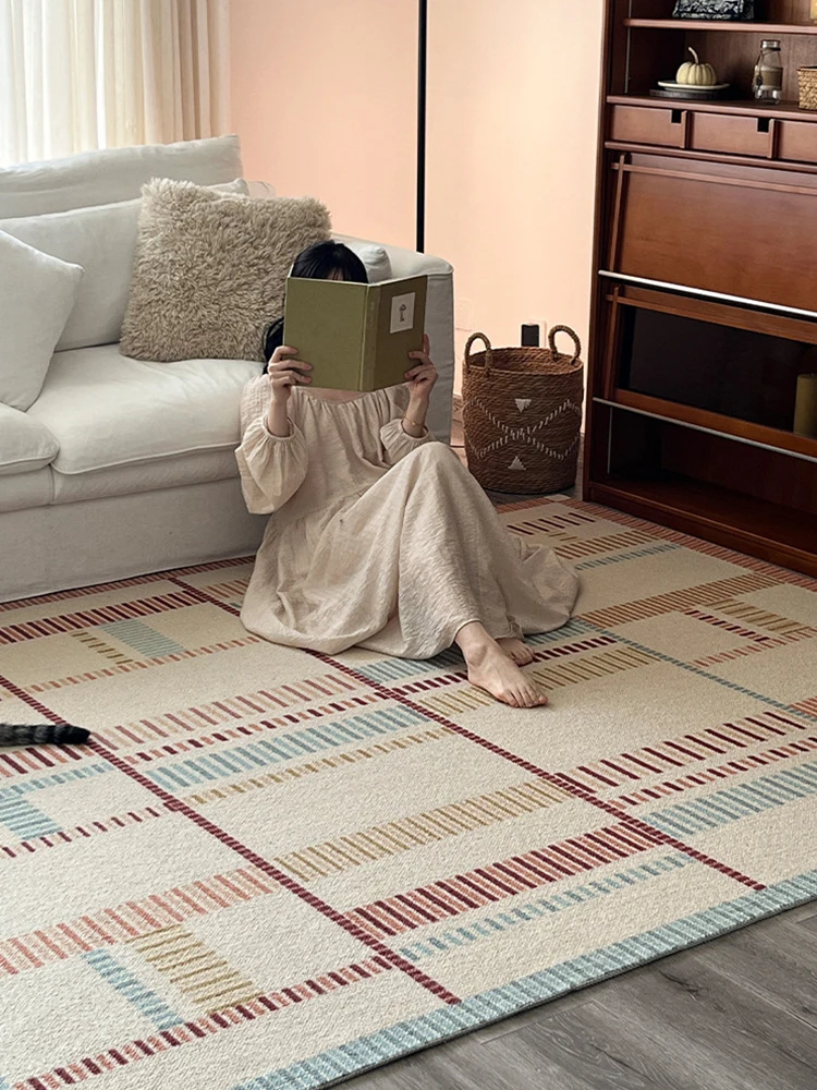 Colorful Handmade Wool Living Room Carpet Simple Ins New Bedside Floor Rug Handmade Thick Home Rugs and Carpet Nordic Ins Floor