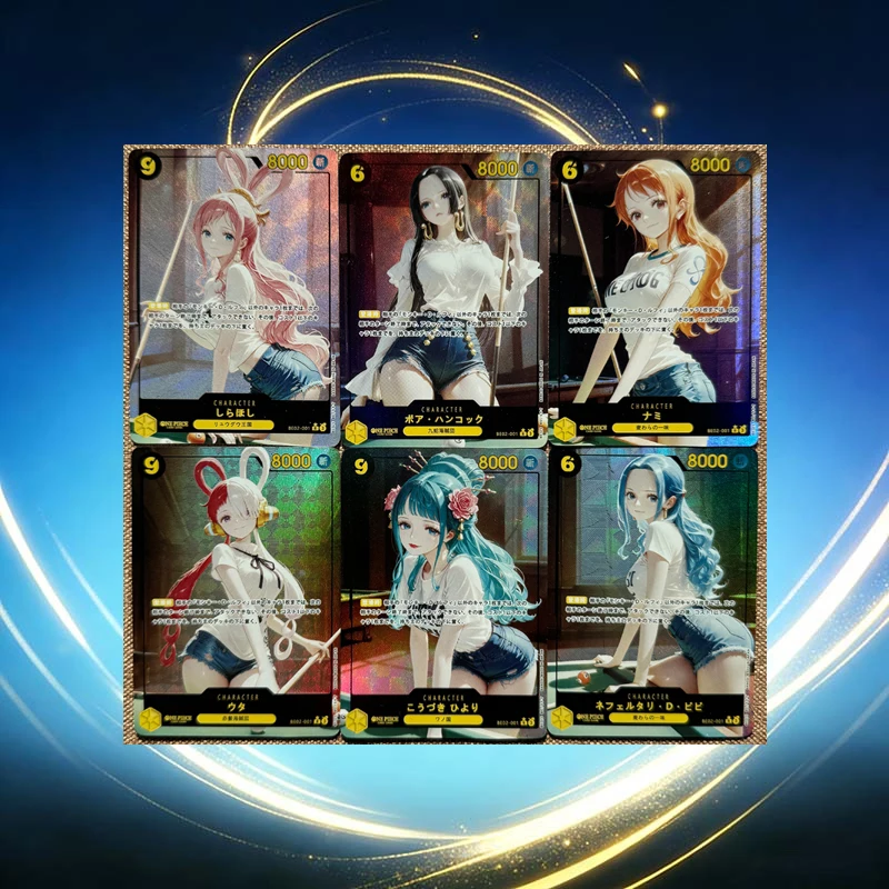Anime One Piece Diy Homemade Refracted Laser Color Flash Cards Nami Nico Robin Boa Hancock Yamato Uta Vivi Collection Cards view 3
