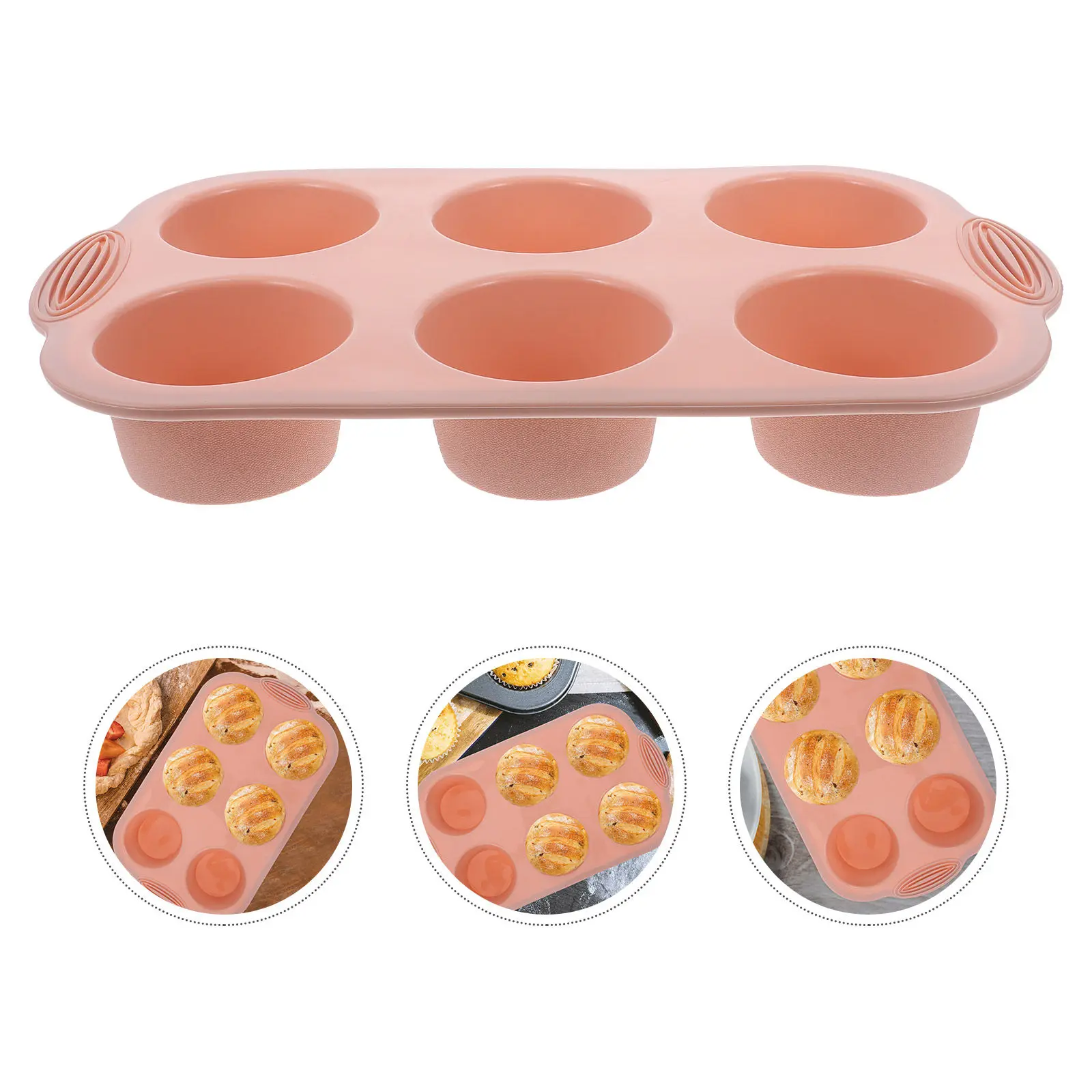 Silicone Muffin Pan 6 Cup Baking Mold Heat Resistant Fast Conduction Lightweight Dishwasher Safe for Home Bakery Restaurant