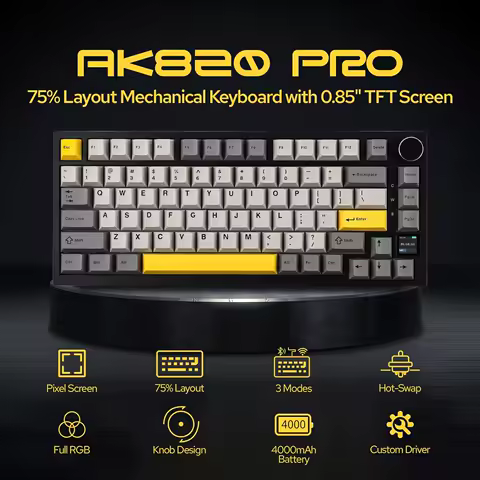 Ajazz AK820/AK820Pro Gaming Mechanical Keyboard Bluetooth 5.1/Wireless/wired Custom Keyboard With Heat Exchange Sealed Button