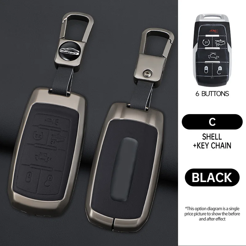 Zinken Legering Auto Afstandsbediening Smart Key Cover Case Beschermer Houder voor Dodge Ram 1500 Rebel 5500 2500 3500 2019 2020 Auto Accessoires