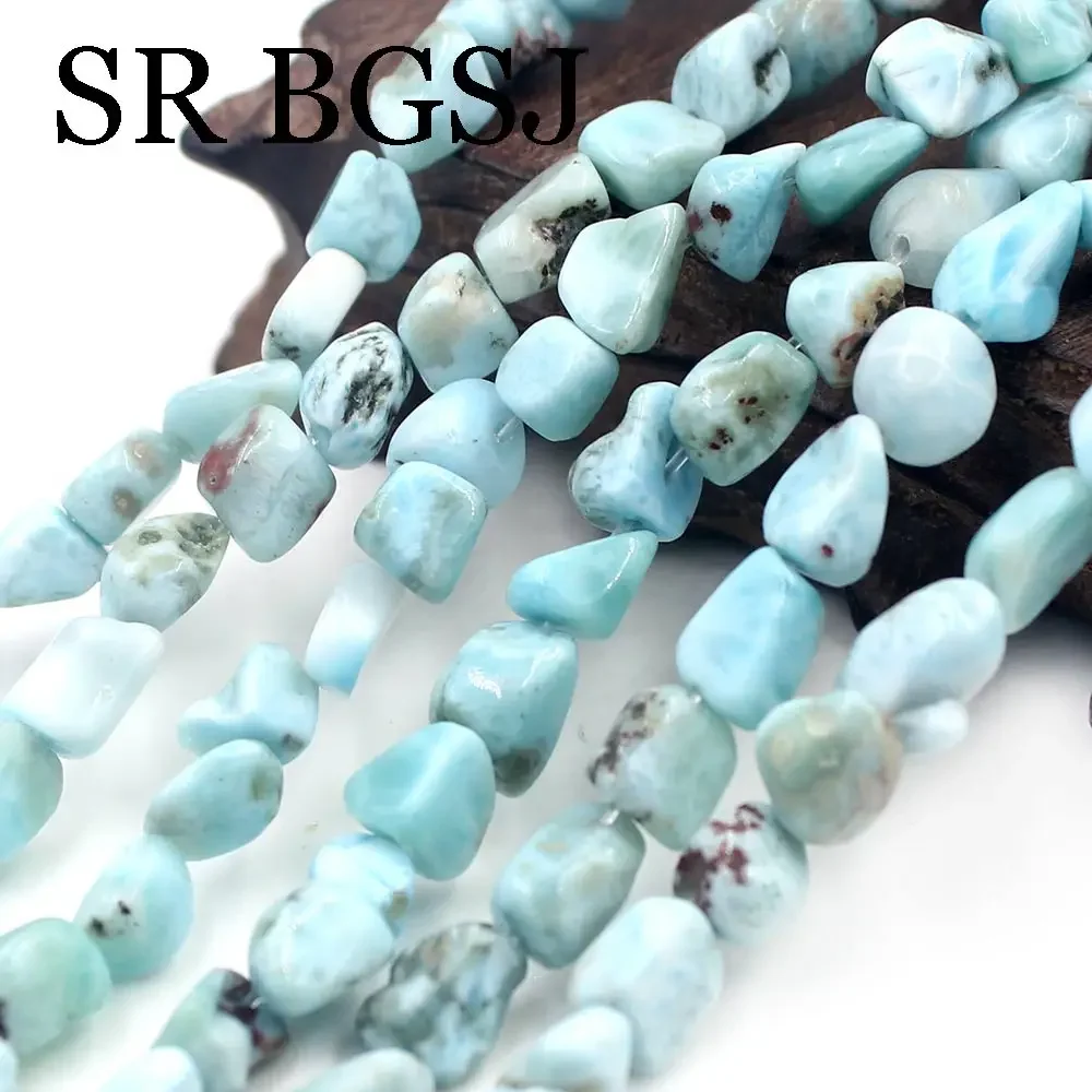 8x12mm Freeform Nugget Larimar Genuine Natural Stone Craft Beads Strand 15