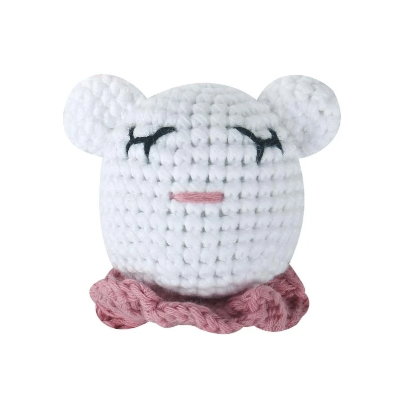

652F Crochet Beads Bunnies Head Loose Beads for Infant Teether Pacifier Chain DIY Rattles Accessory Baby Teething Toy
