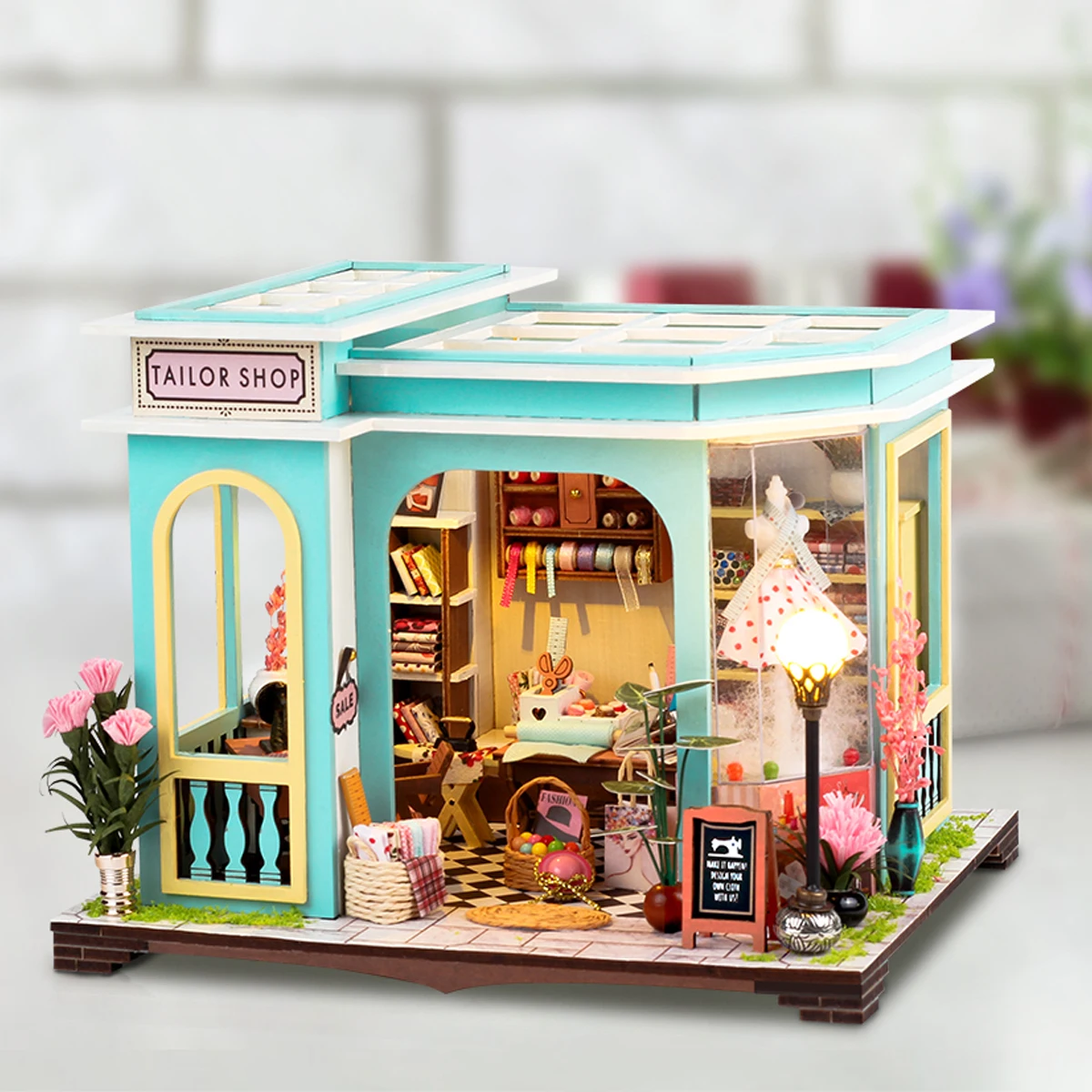 Tailor Shop Assembly Scene Model Building 3D Puzzle DIY Doll House Mini Kit Room Bedroom Decoration Girl Toy Birthday Gift